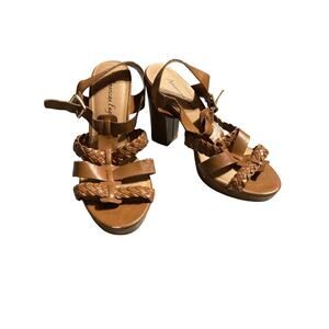 American Eagle Open Strappy High Heel Shoes WOMEN SIZE 8 Brown Sandals Braided